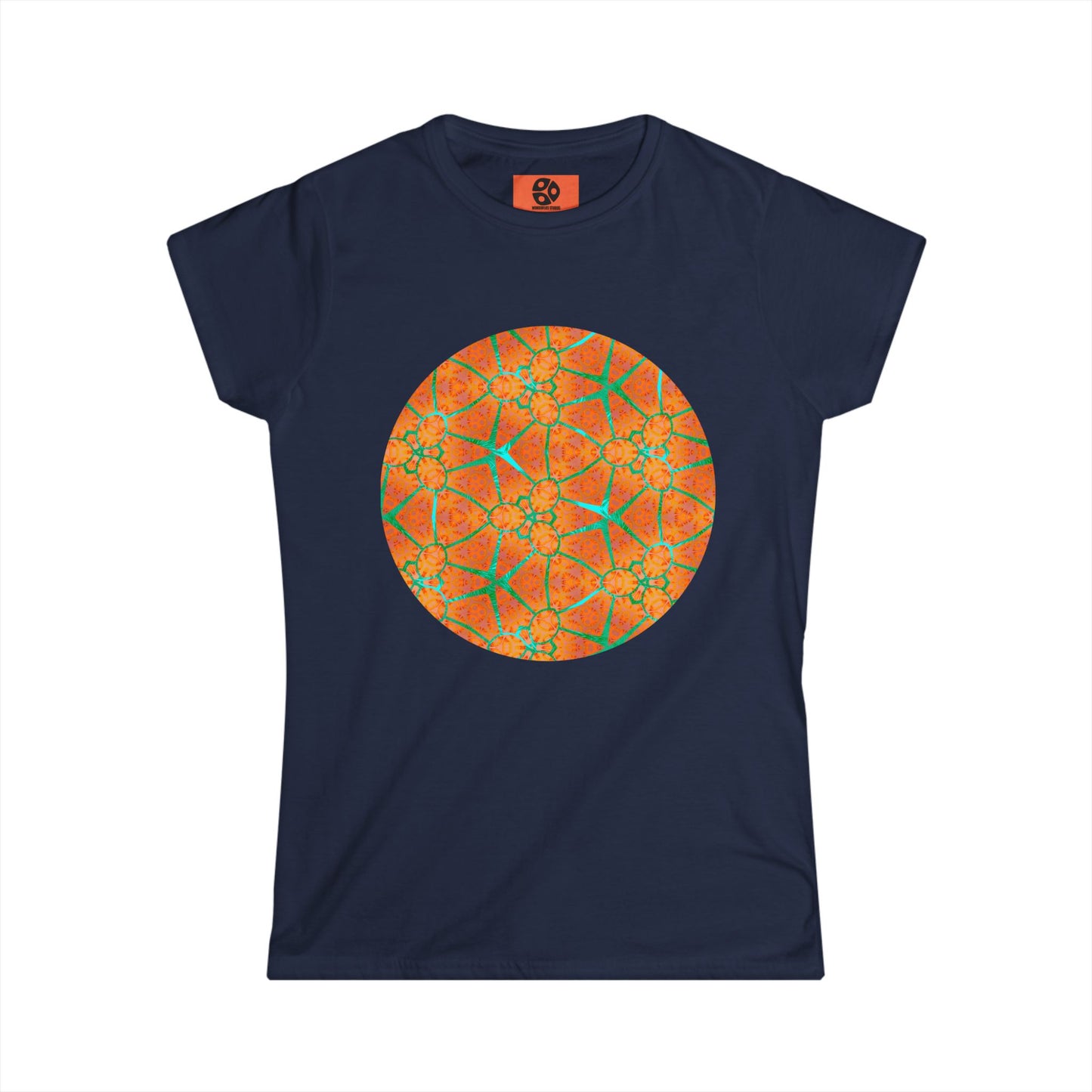 Women's Softstyle Tee - Cracked Batik Flower Circle