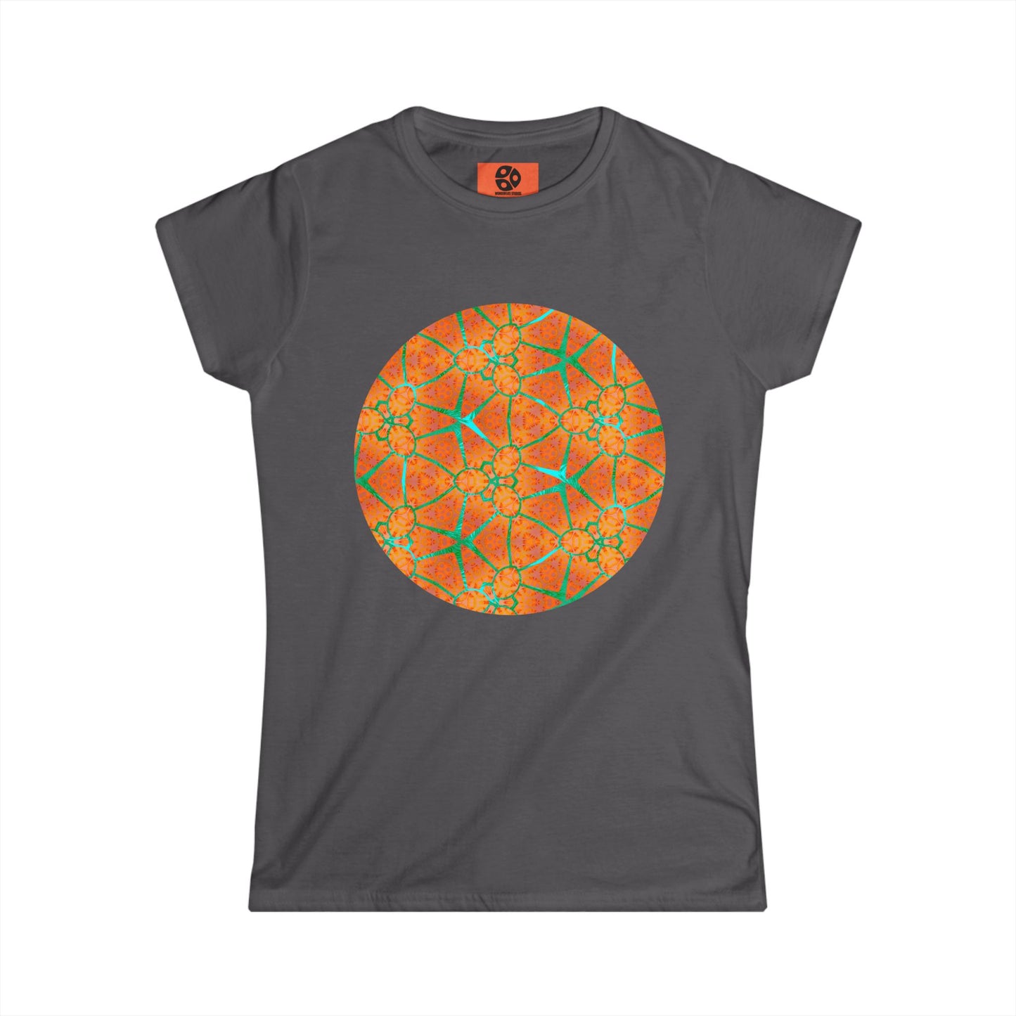 Women's Softstyle Tee - Cracked Batik Flower Circle