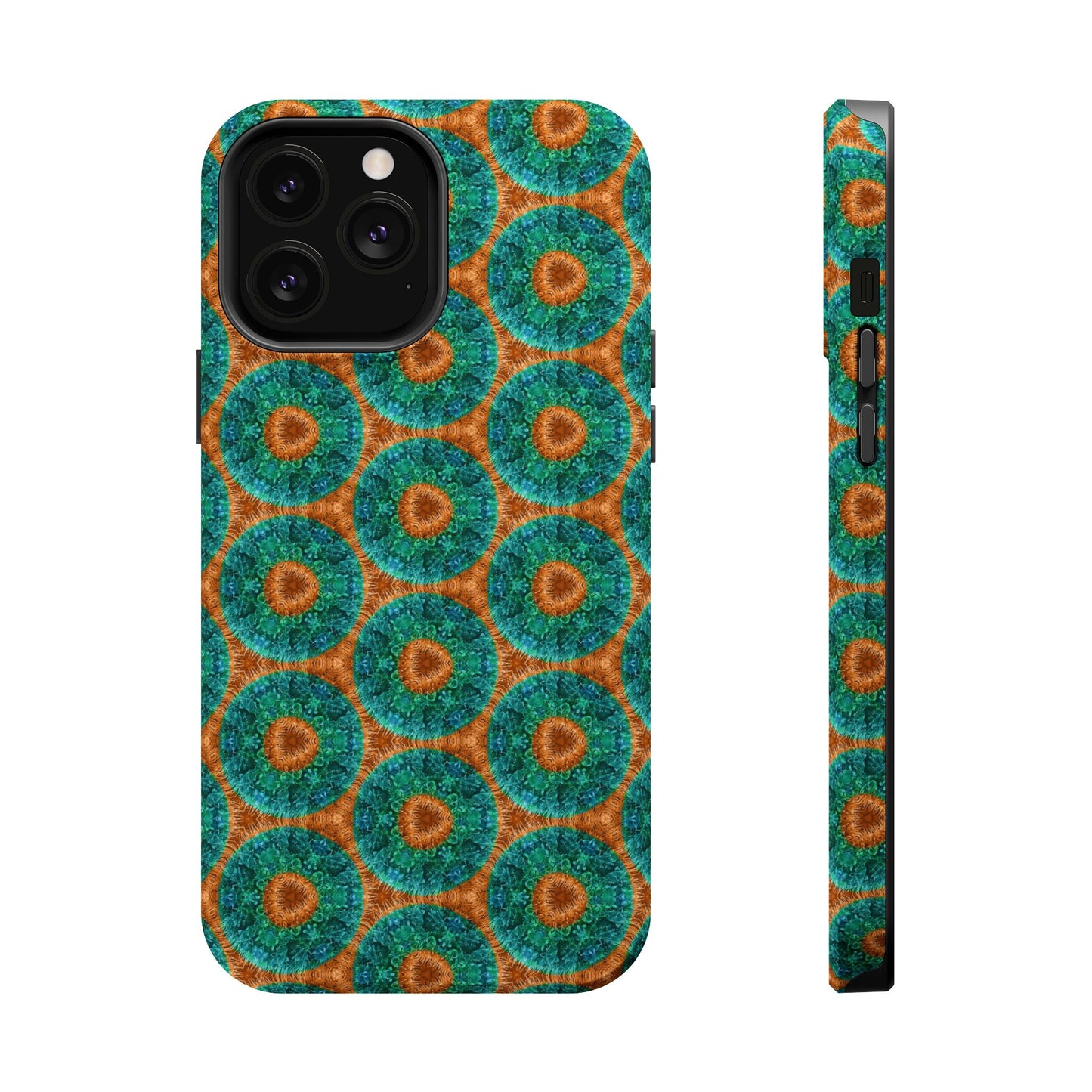 Magnetic iPhone Case - Blue Fuzzy Flower Donut