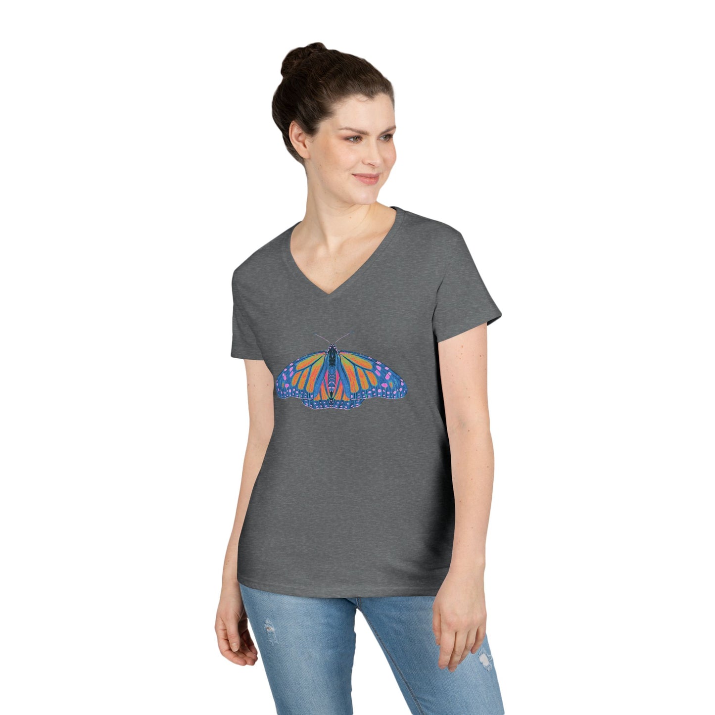 Ladies' V-Neck T-Shirt - Thermal Butterfly