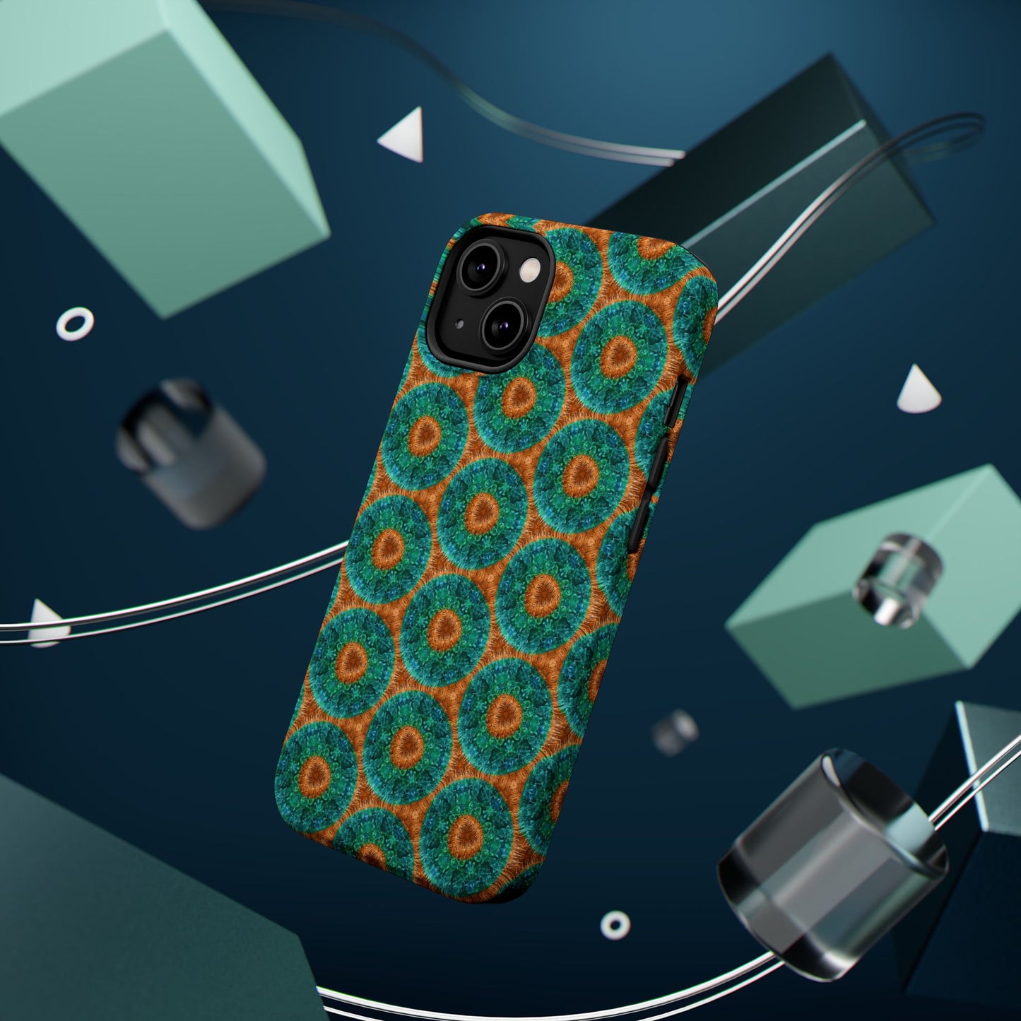 Magnetic iPhone Case - Blue Fuzzy Flower Donut