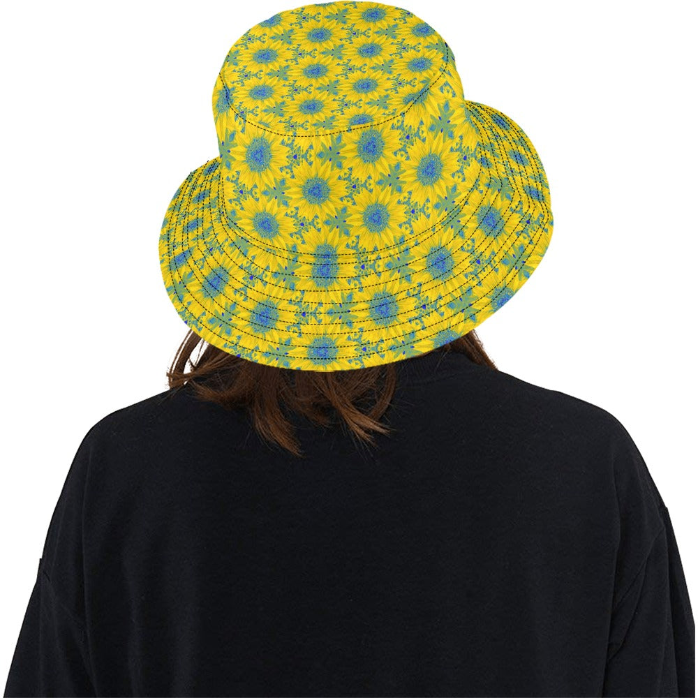 Women's All Over Print Bucket Hat - Vermont Sunflower