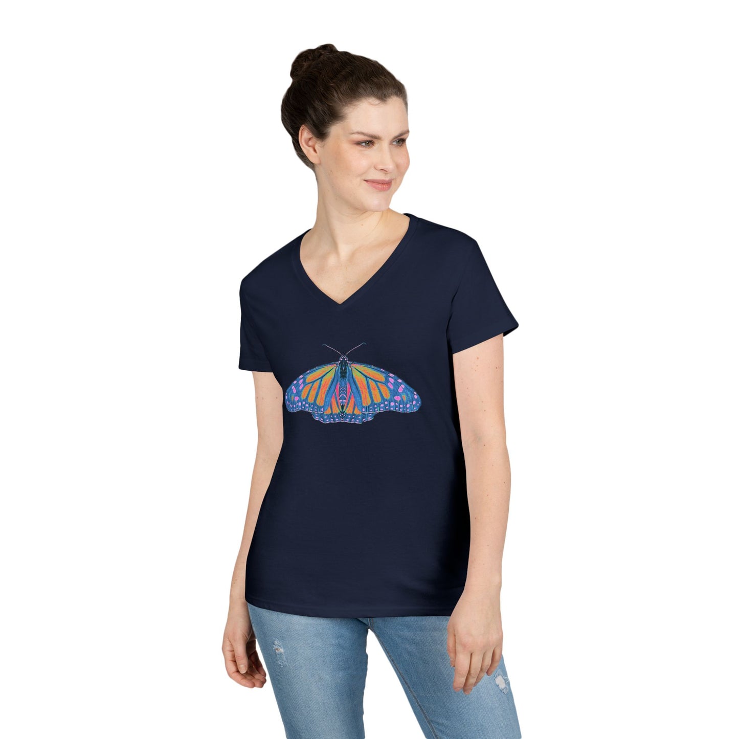 Ladies' V-Neck T-Shirt - Thermal Butterfly