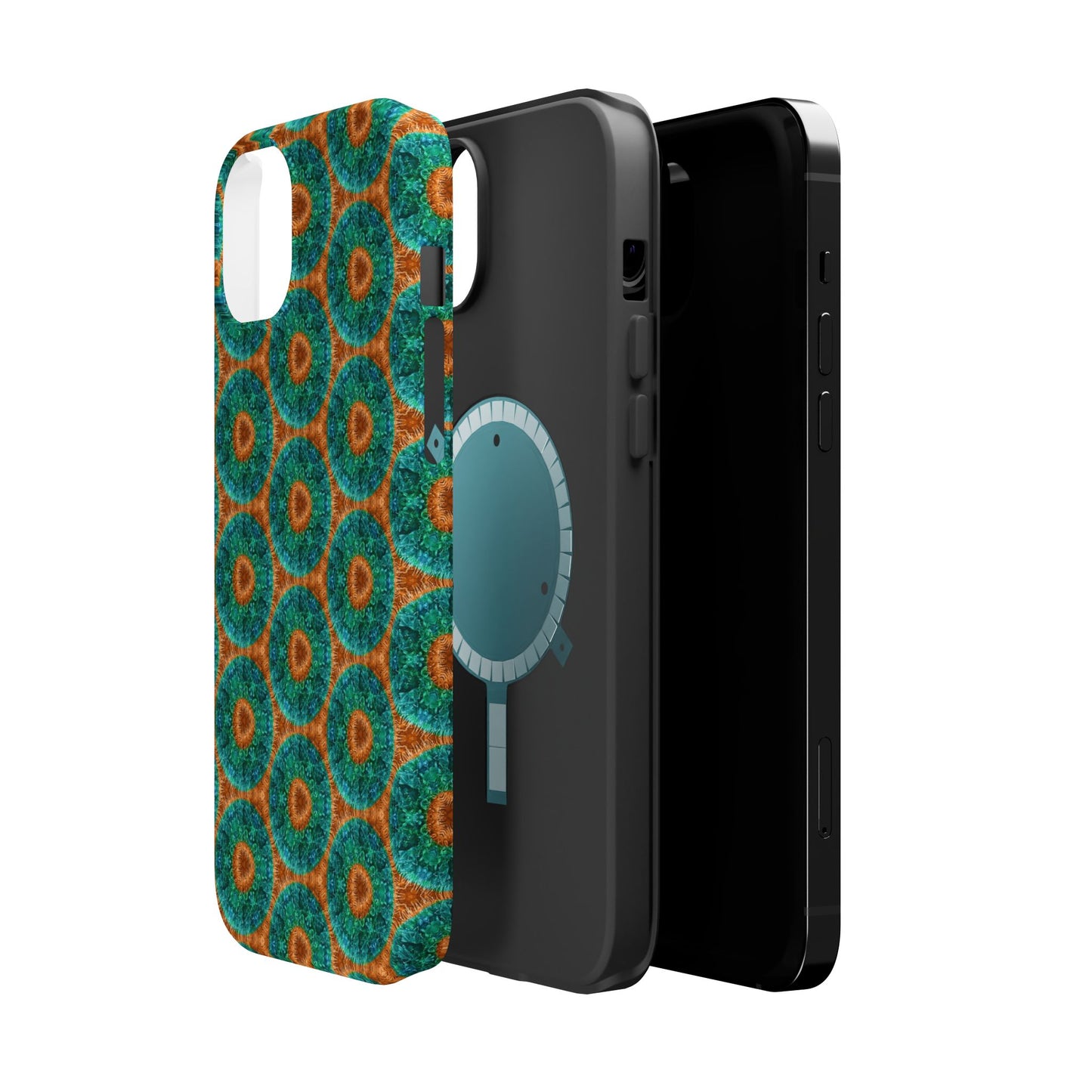 Magnetic iPhone Case - Blue Fuzzy Flower Donut