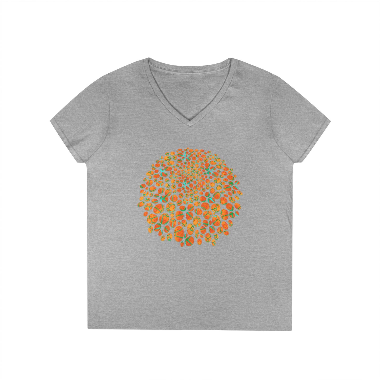 Ladies' V-Neck T-Shirt - Cracked Batik Eyes Bubbles