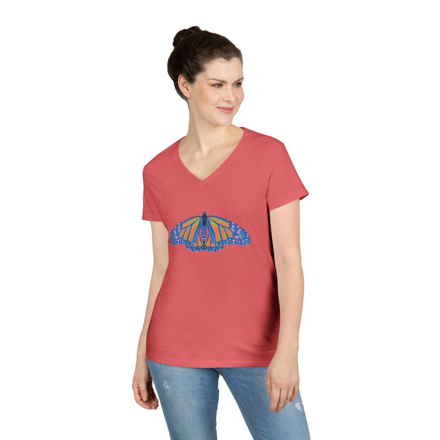 Ladies' V-Neck T-Shirt - Thermal Butterfly