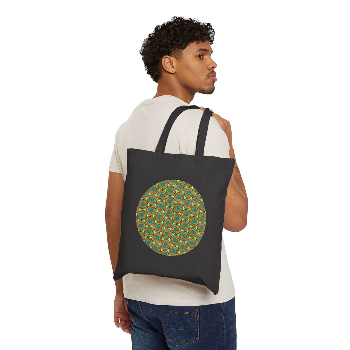 Cotton Canvas Tote Bag - Tapa Circles