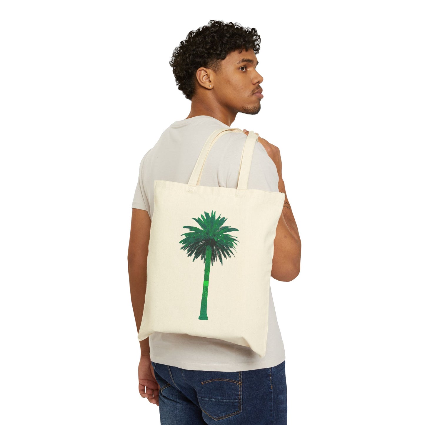 Cotton Canvas Tote Bag - Palm Tree