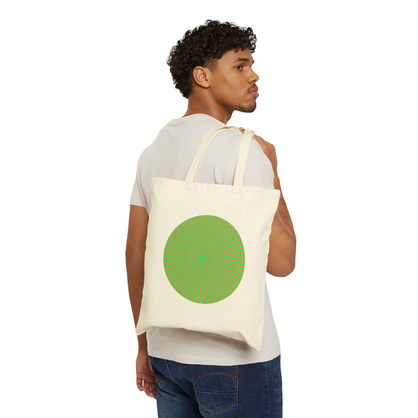 Cotton Canvas Tote Bag - Psychedelic Sun Eye