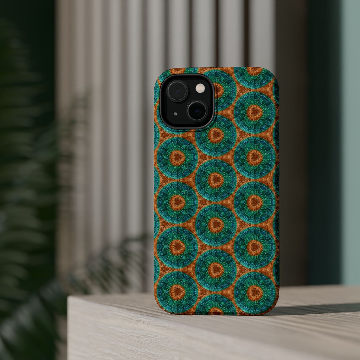 Magnetic iPhone Case - Blue Fuzzy Flower Donut
