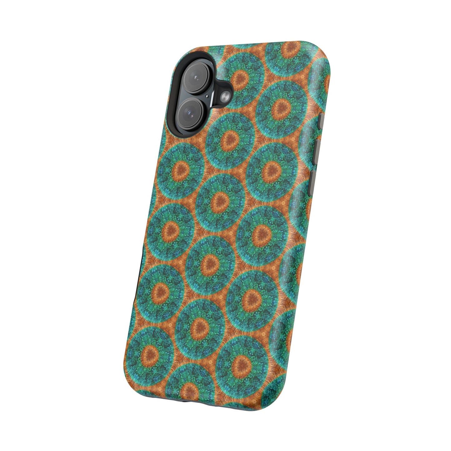 Magnetic iPhone Case - Blue Fuzzy Flower Donut
