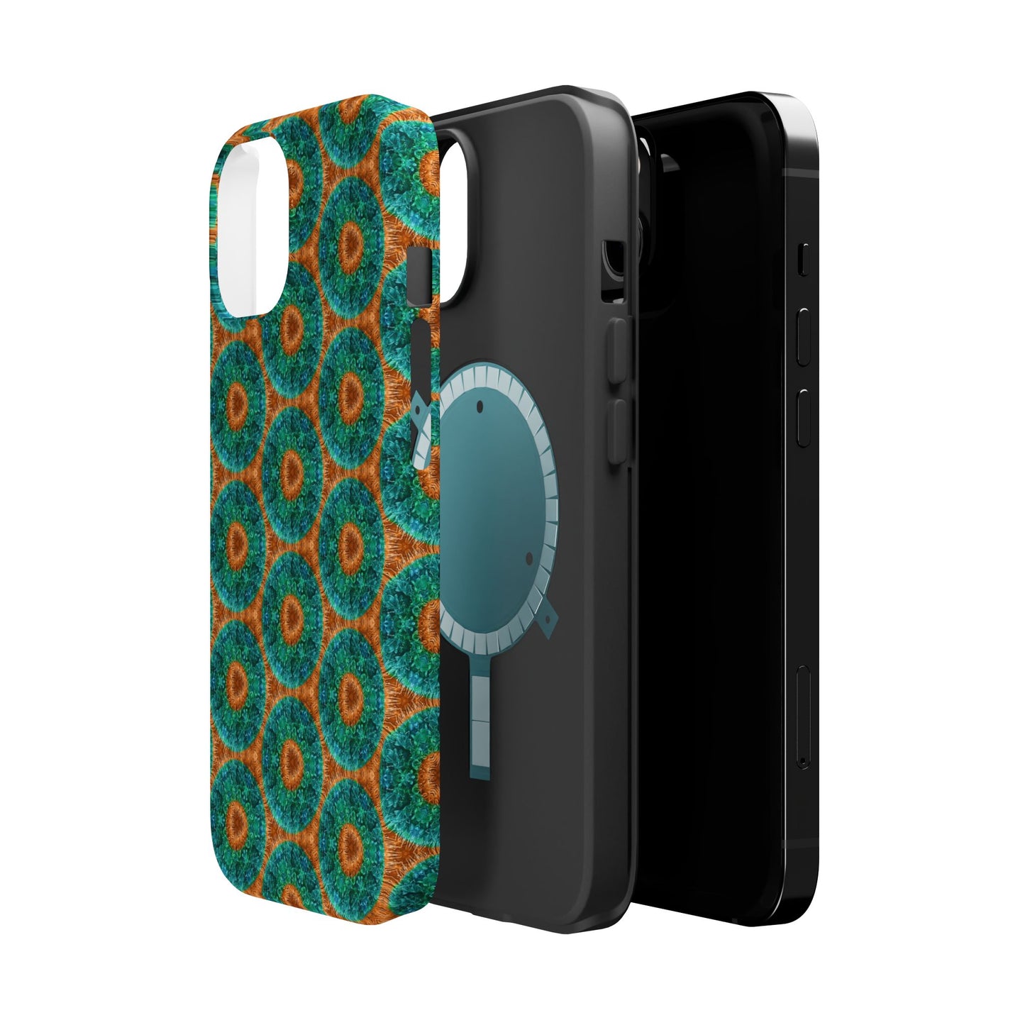 Magnetic iPhone Case - Blue Fuzzy Flower Donut
