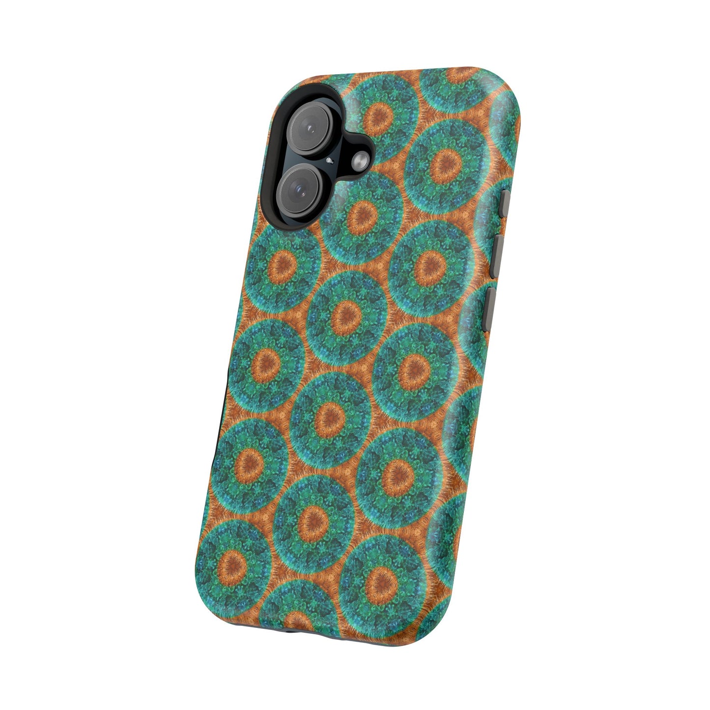 Magnetic iPhone Case - Blue Fuzzy Flower Donut