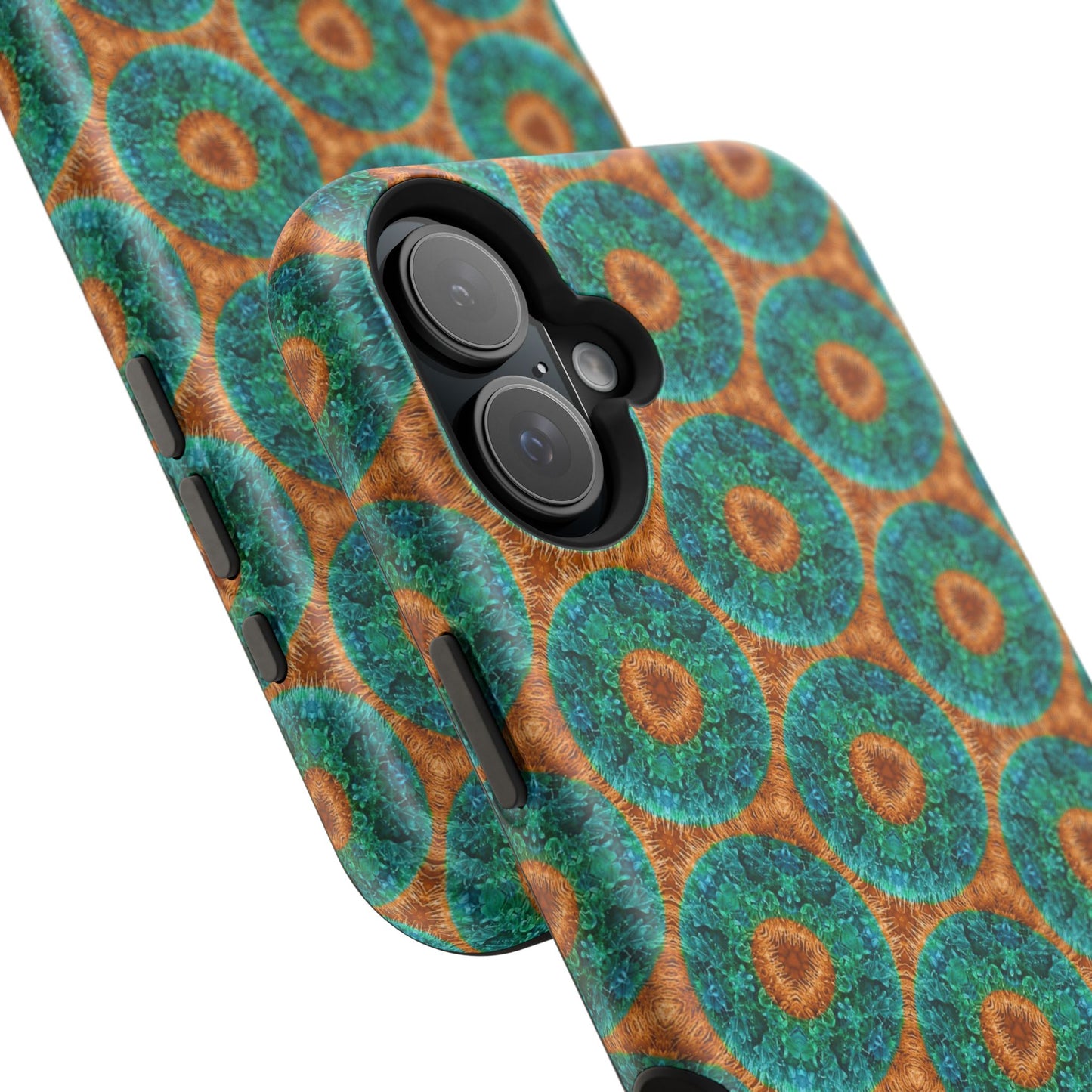Magnetic iPhone Case - Blue Fuzzy Flower Donut