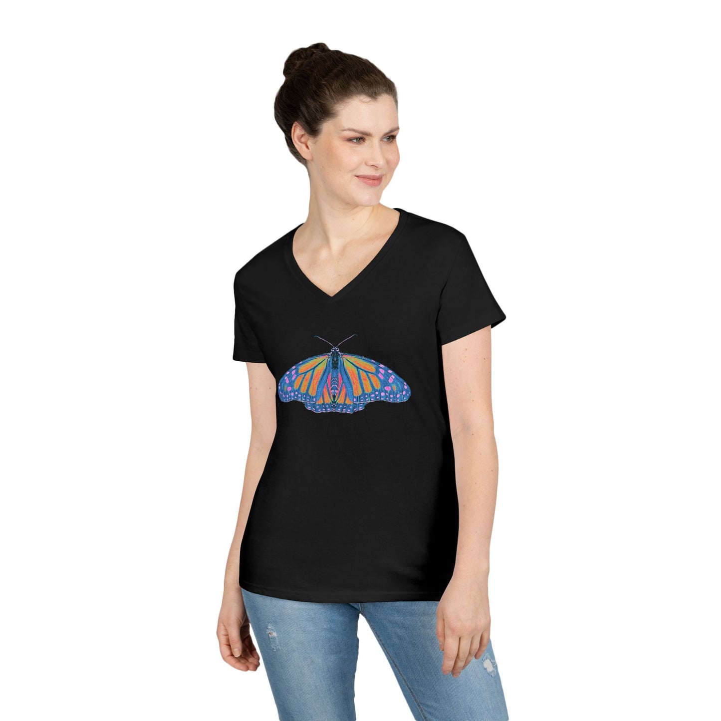 Ladies' V-Neck T-Shirt - Thermal Butterfly