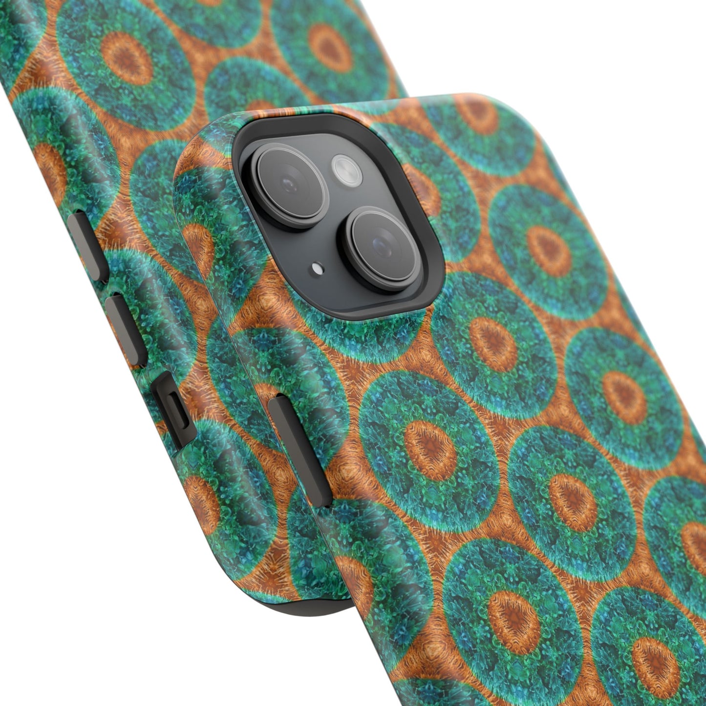 Magnetic iPhone Case - Blue Fuzzy Flower Donut