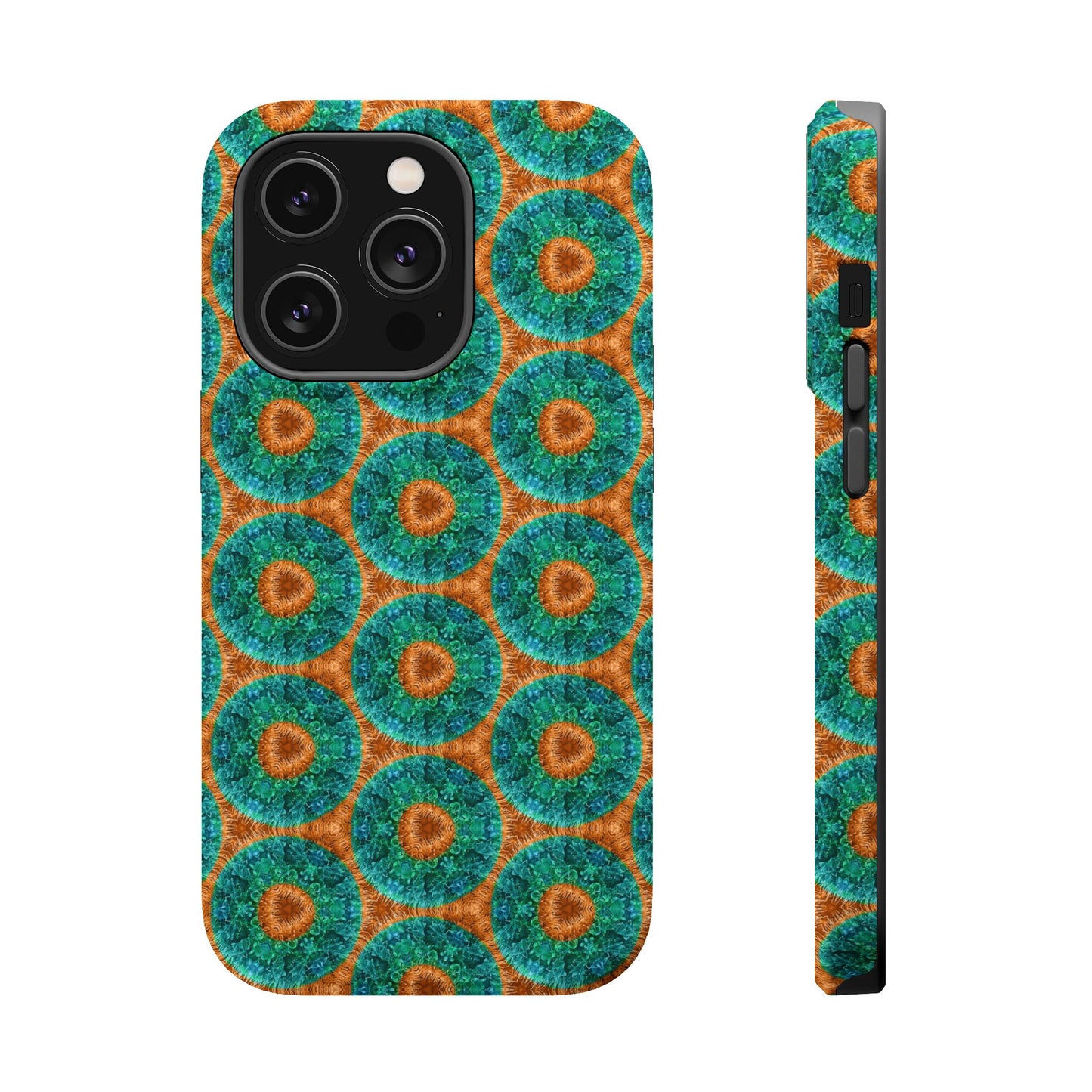 Magnetic iPhone Case - Blue Fuzzy Flower Donut