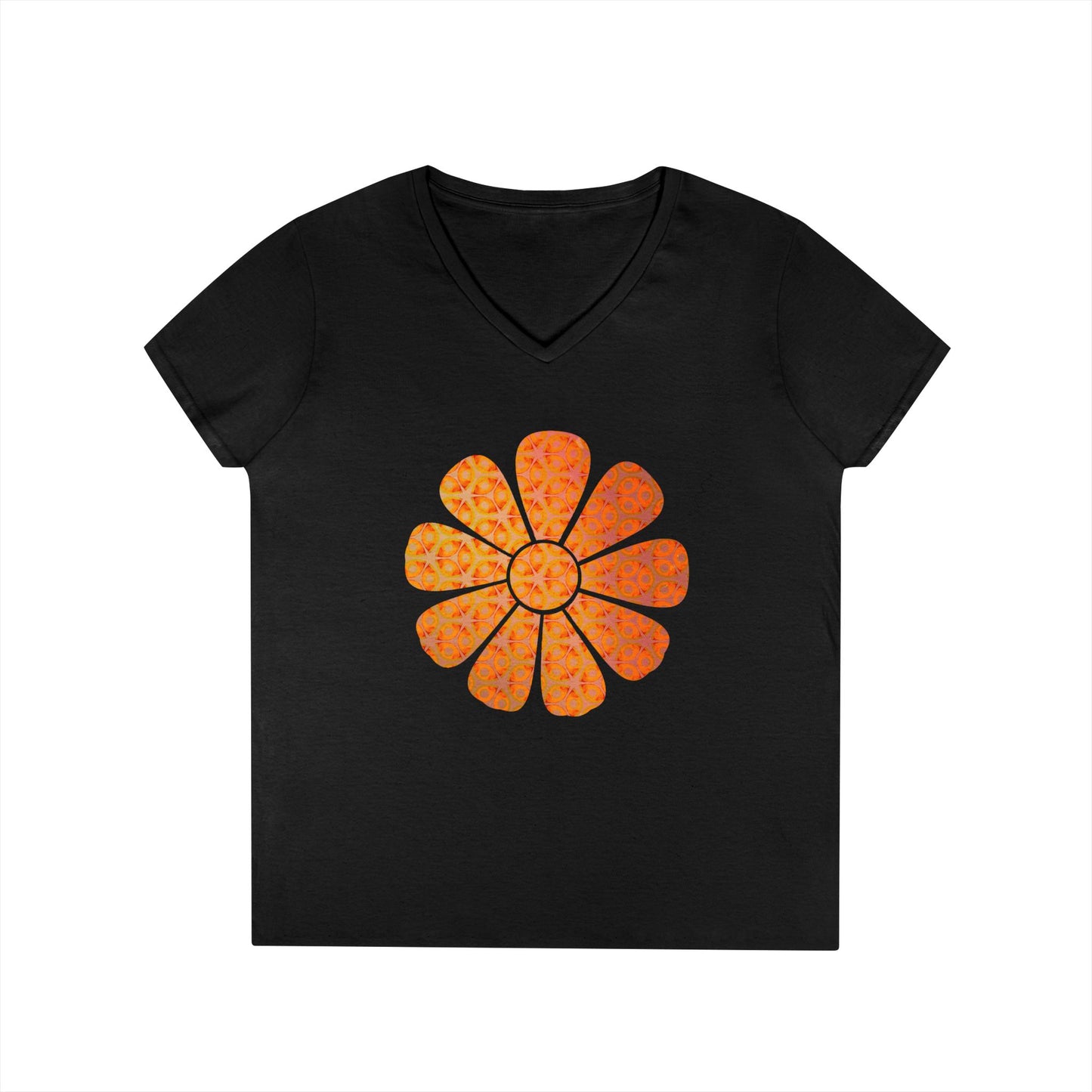 Ladies' V-Neck T-Shirt - Batik Flower