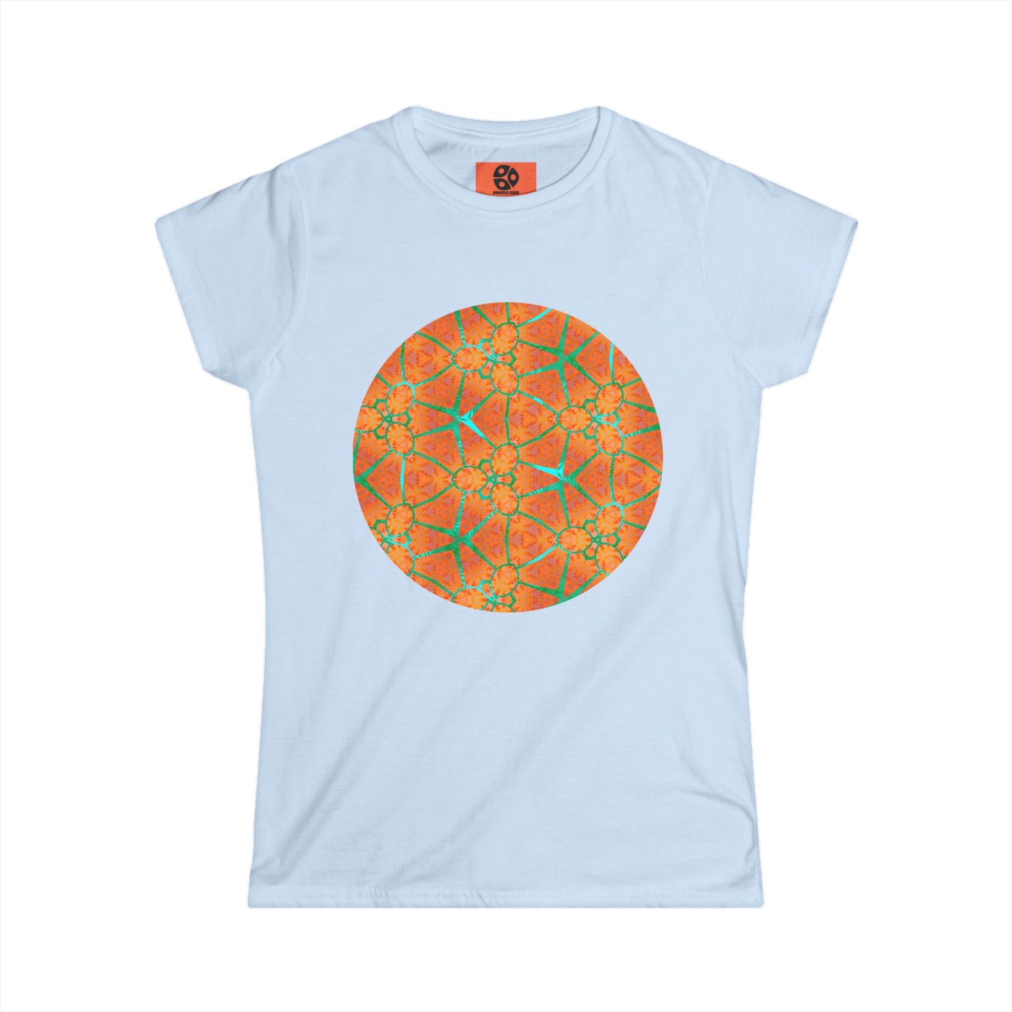 Women's Softstyle Tee - Cracked Batik Flower Circle