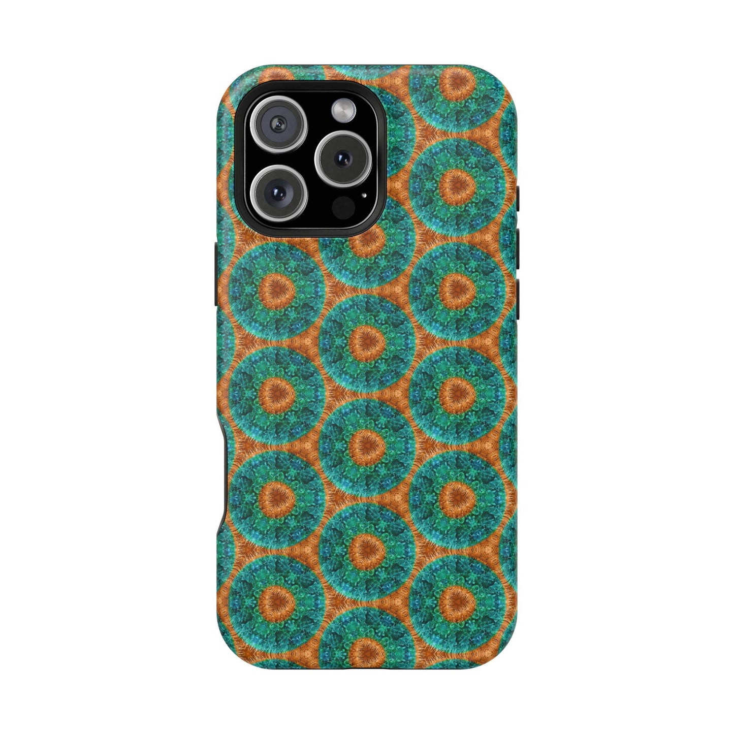Magnetic iPhone Case - Blue Fuzzy Flower Donut