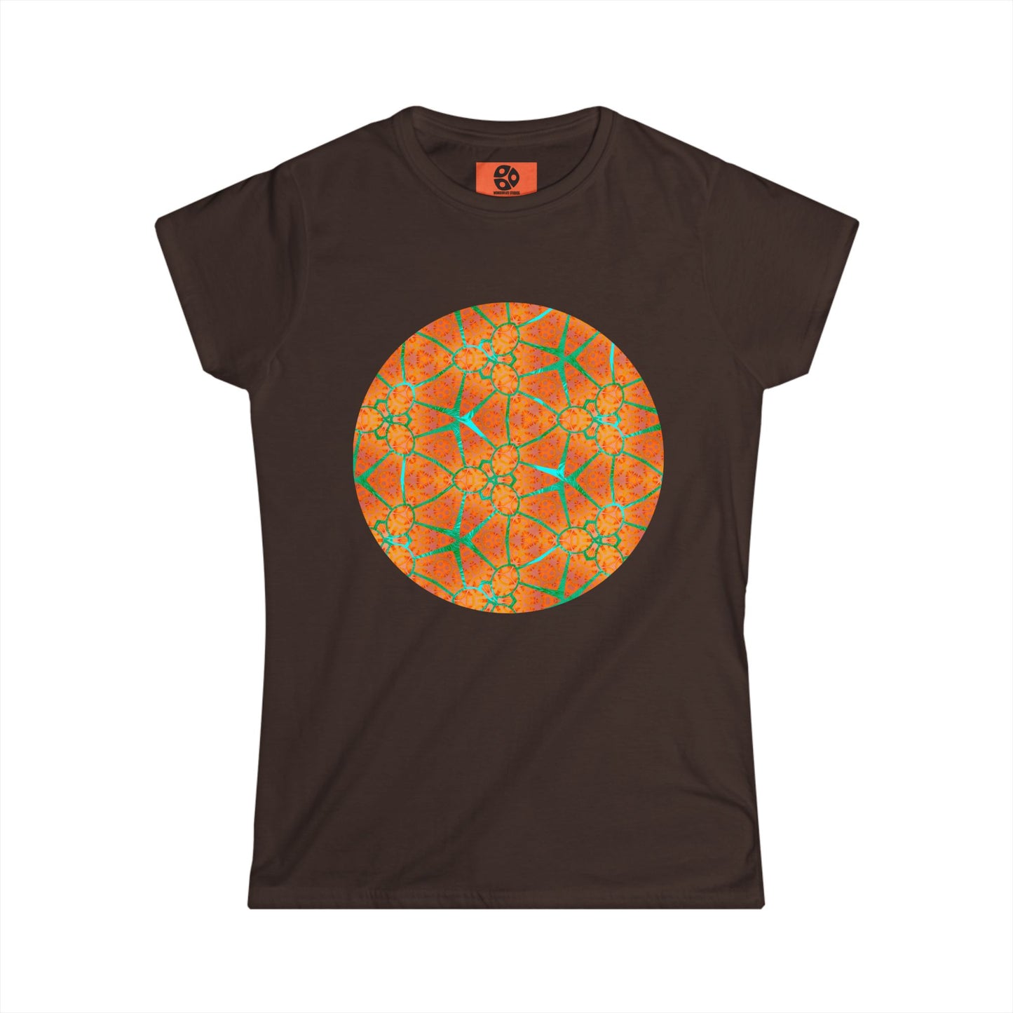Women's Softstyle Tee - Cracked Batik Flower Circle