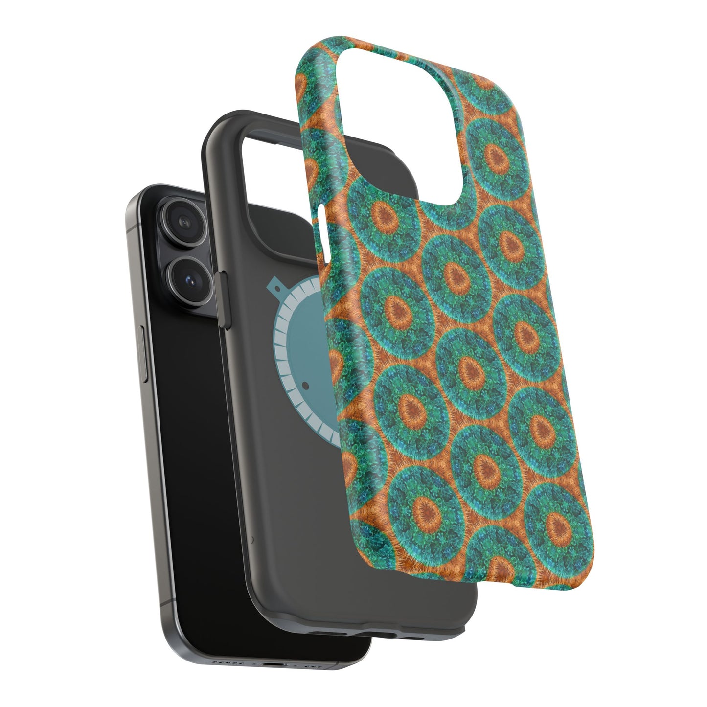 Magnetic iPhone Case - Blue Fuzzy Flower Donut