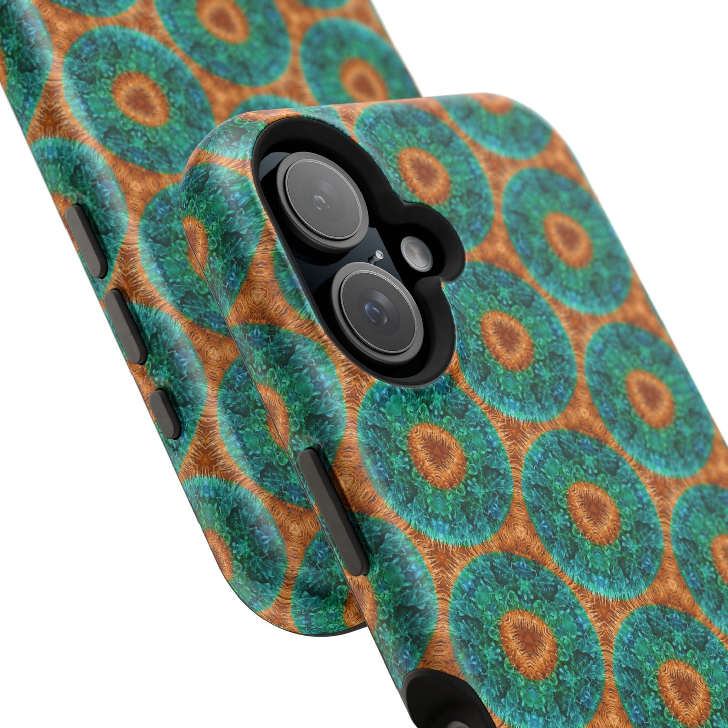 Magnetic iPhone Case - Blue Fuzzy Flower Donut