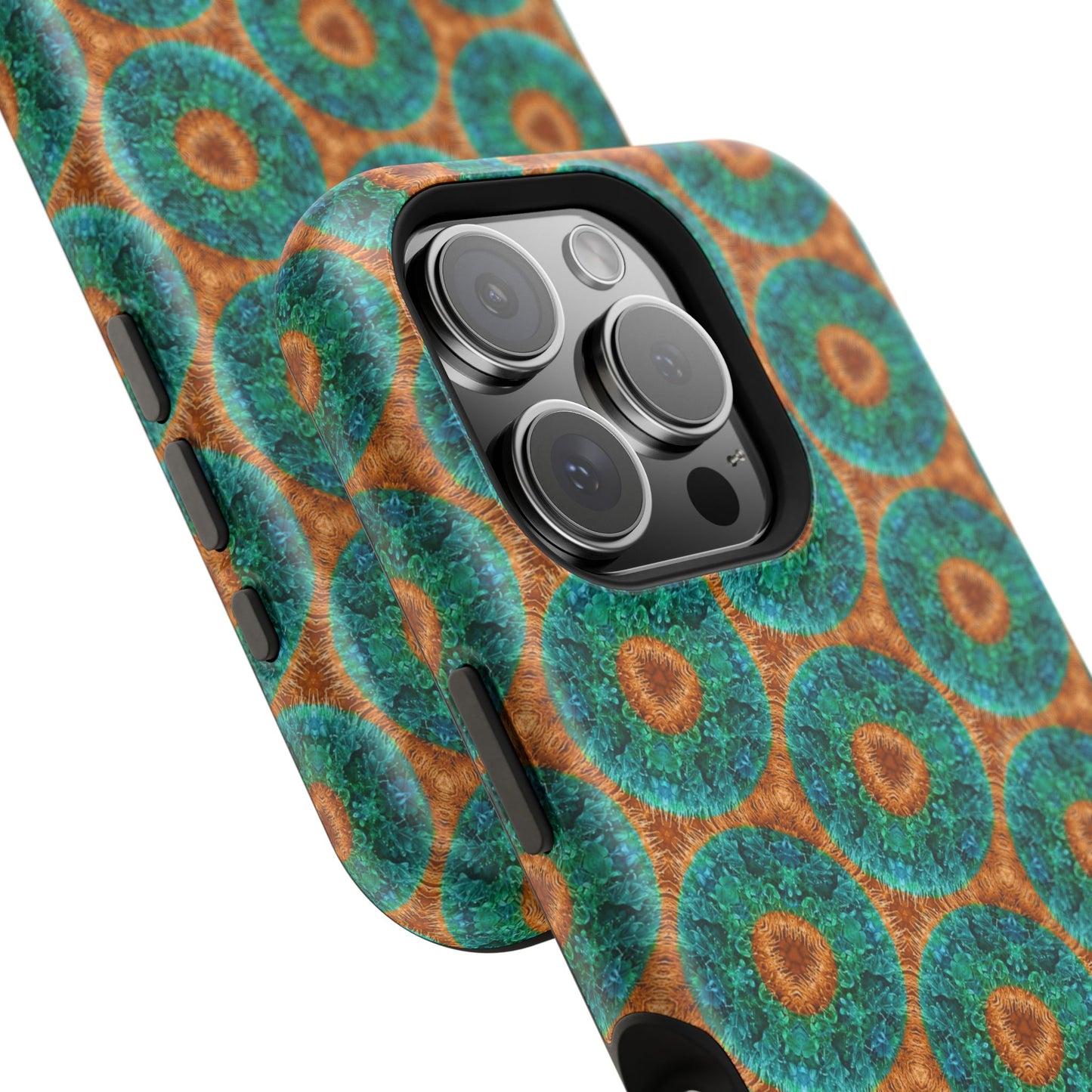 Magnetic iPhone Case - Blue Fuzzy Flower Donut