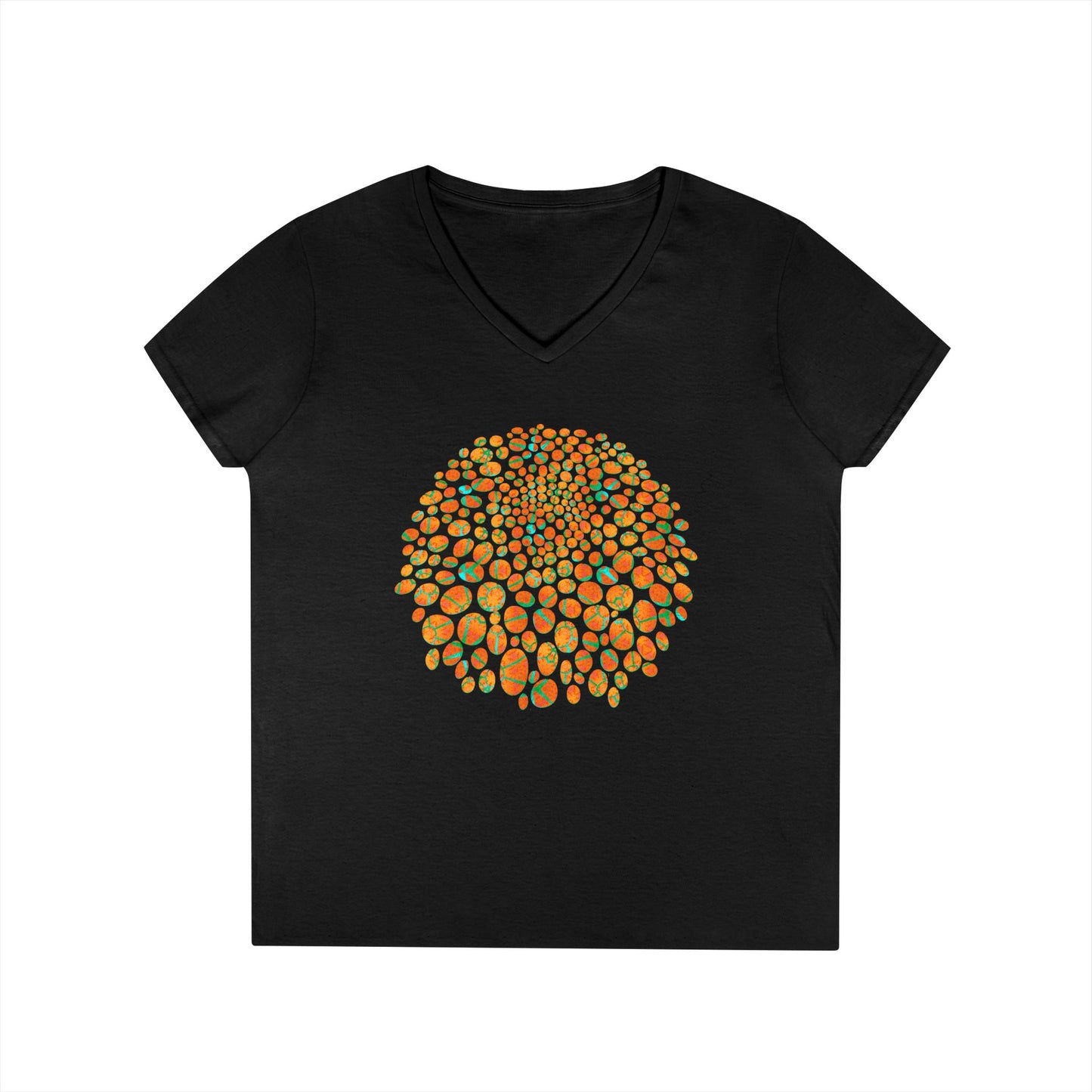 Ladies' V-Neck T-Shirt - Cracked Batik Eyes Bubbles