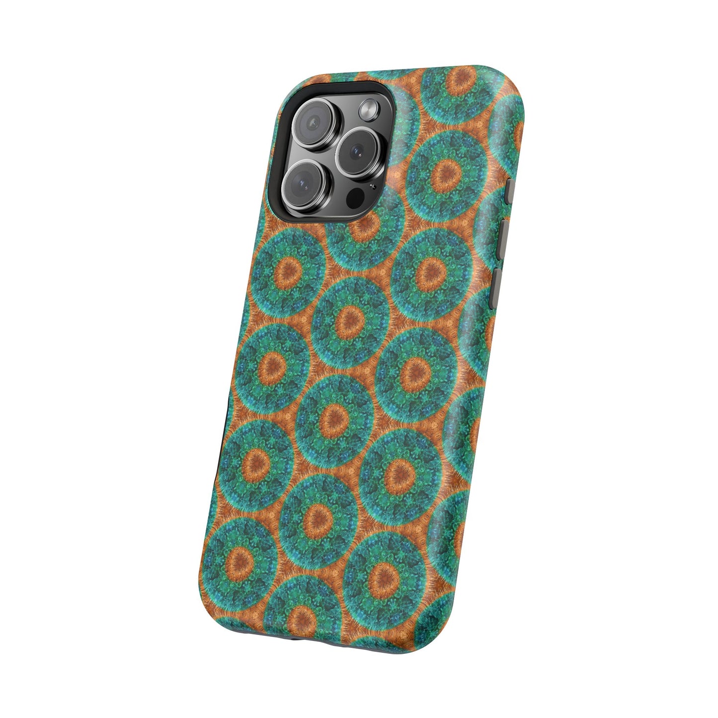 Magnetic iPhone Case - Blue Fuzzy Flower Donut