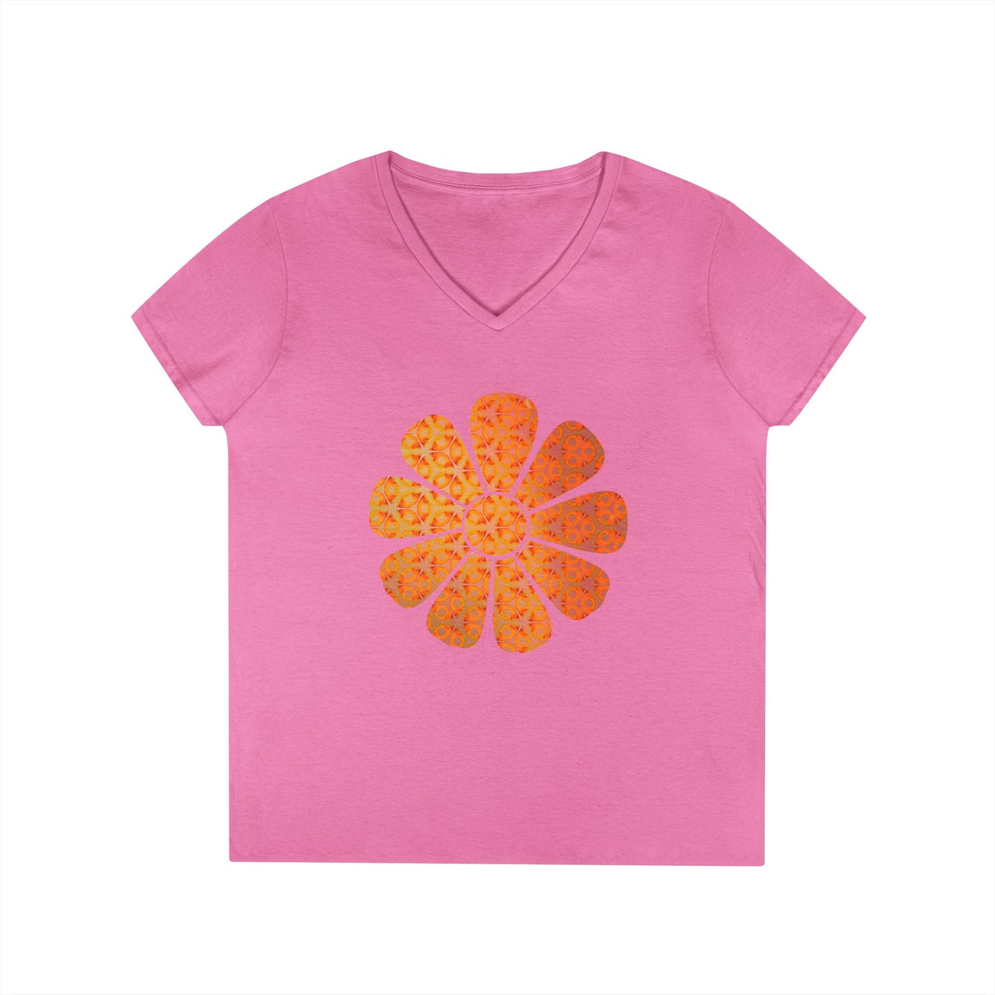 Ladies' V-Neck T-Shirt - Batik Flower