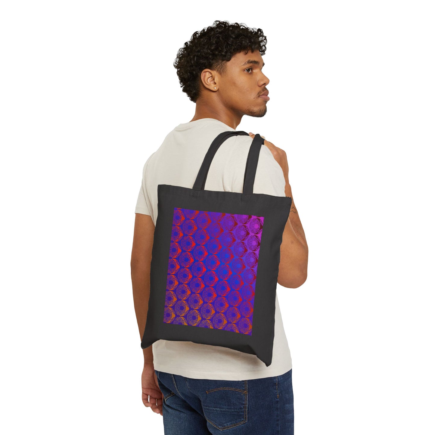 Cotton Canvas Tote Bag - Psychedelic Purple Donut