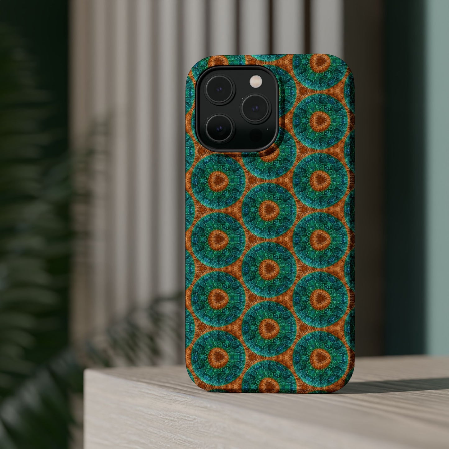 Magnetic iPhone Case - Blue Fuzzy Flower Donut