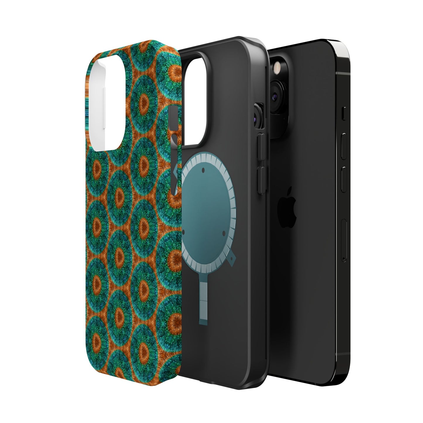 Magnetic iPhone Case - Blue Fuzzy Flower Donut