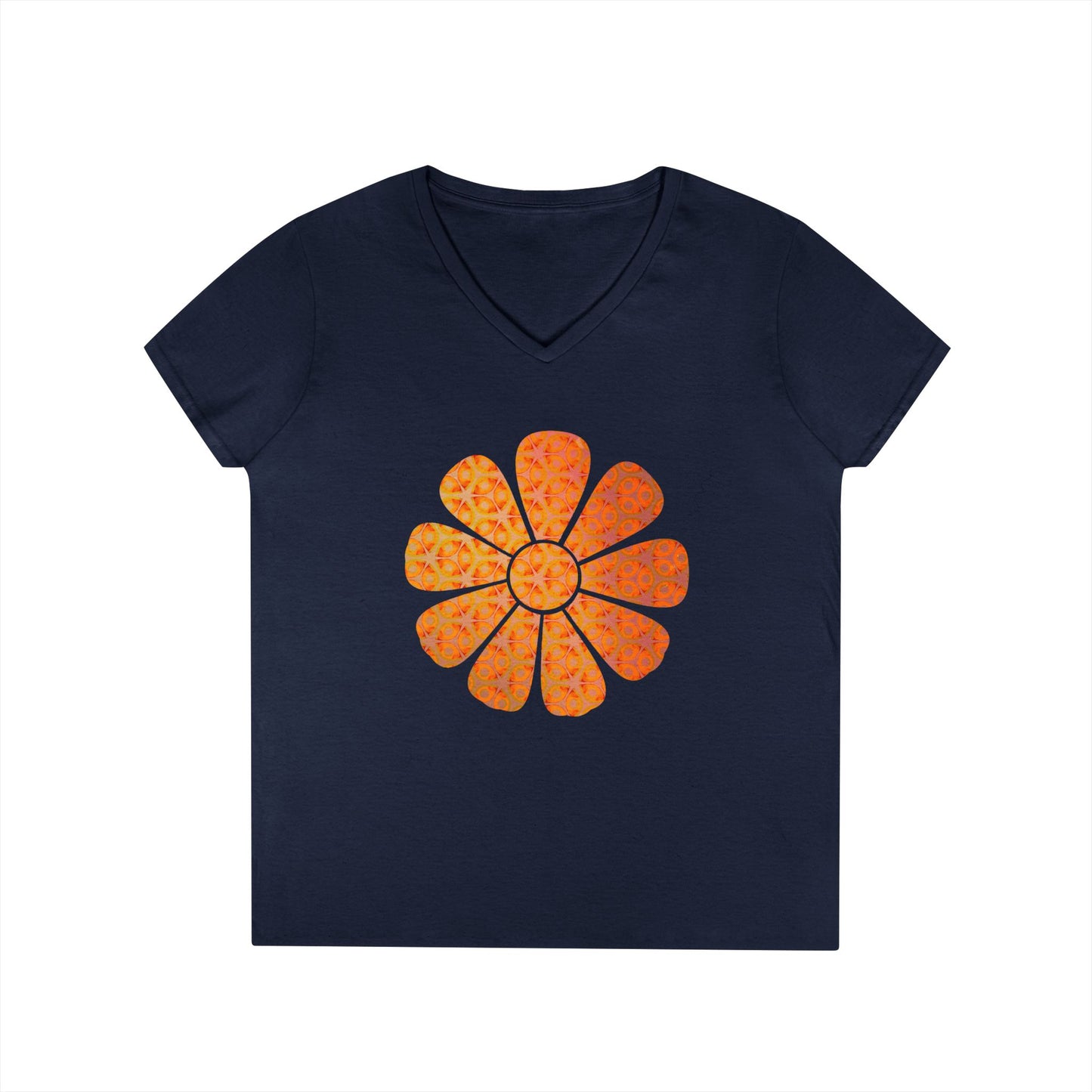 Ladies' V-Neck T-Shirt - Batik Flower