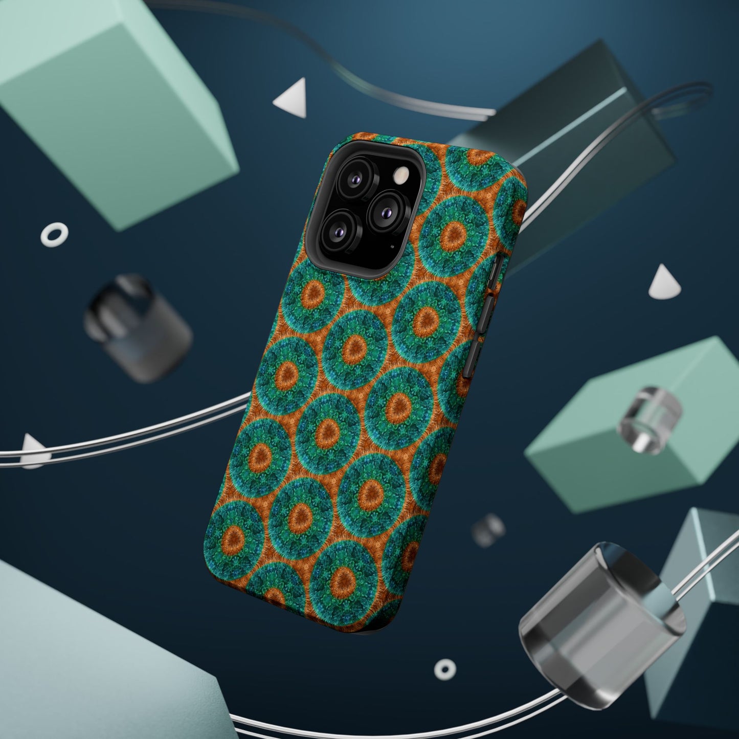 Magnetic iPhone Case - Blue Fuzzy Flower Donut