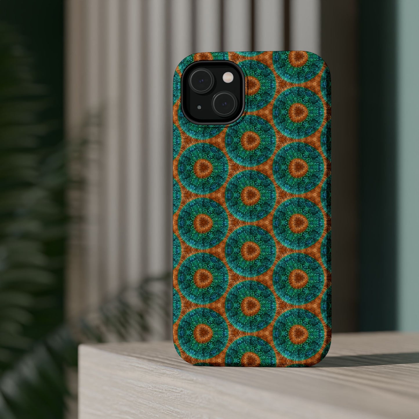 Magnetic iPhone Case - Blue Fuzzy Flower Donut