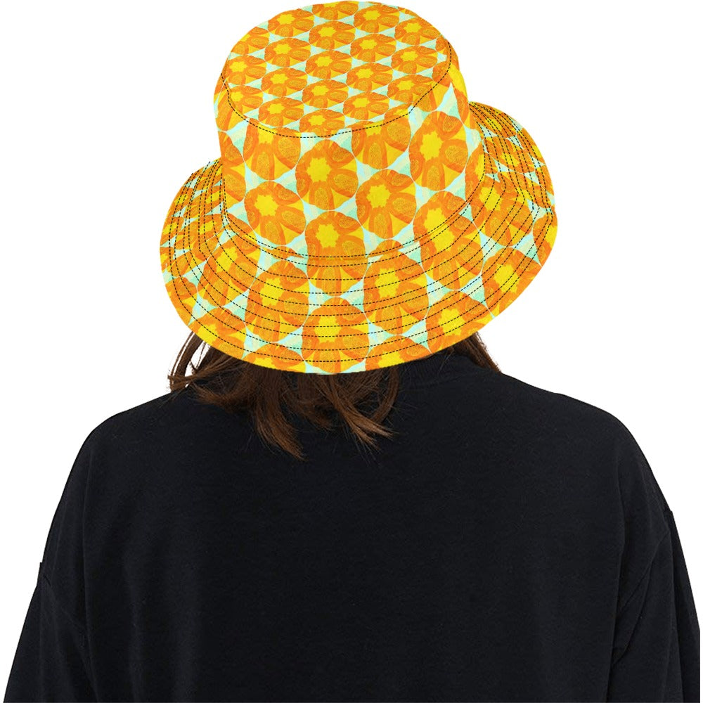 Women's All Over Print Bucket Hat - Papaya Sunflower