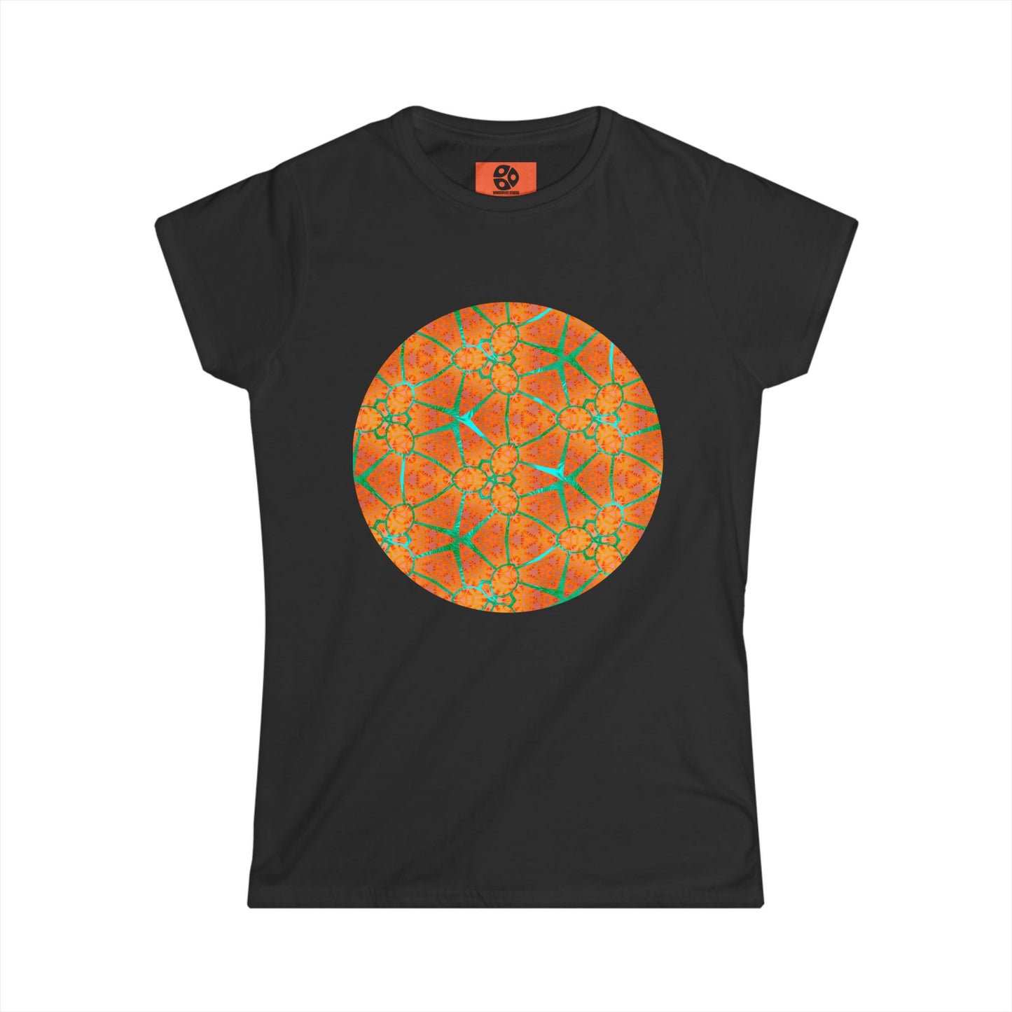 Women's Softstyle Tee - Cracked Batik Flower Circle