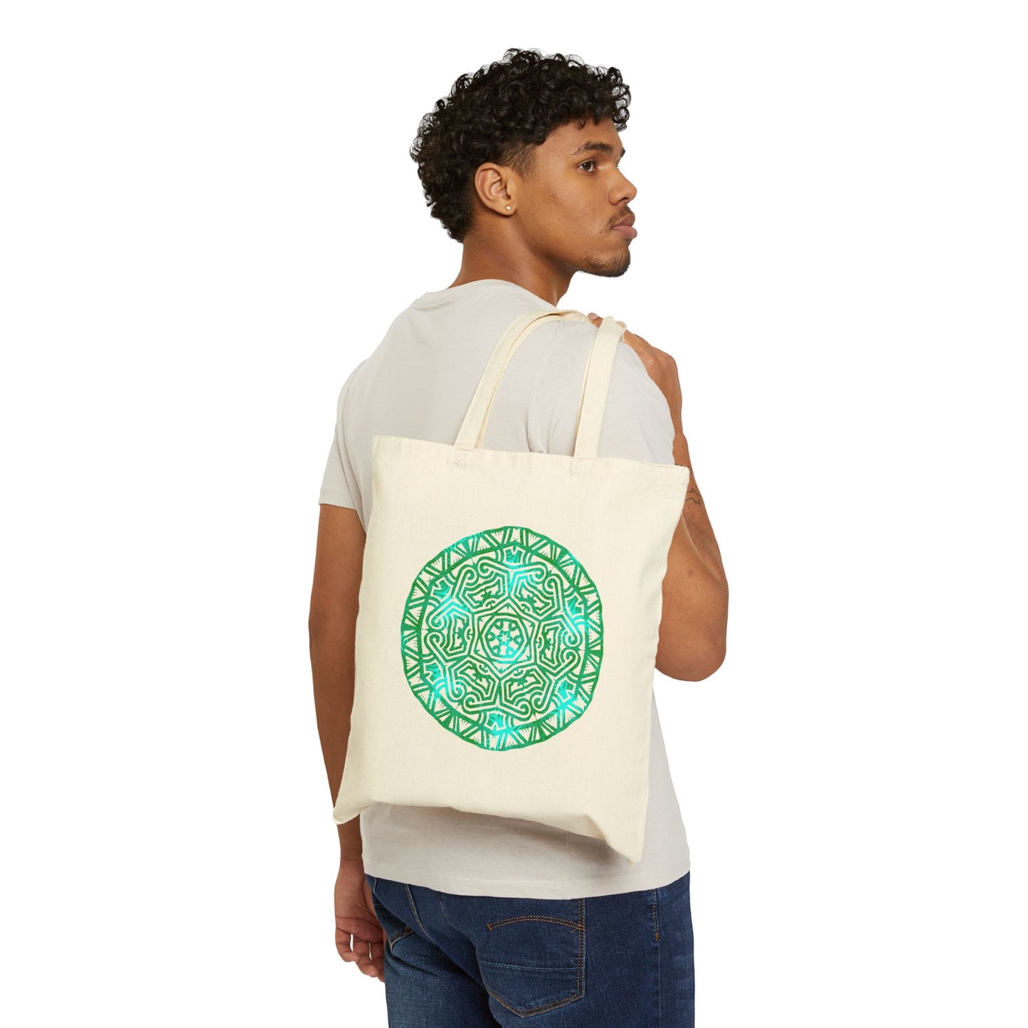 Cotton Canvas Tote Bag - Fuzzy Palm Mandala