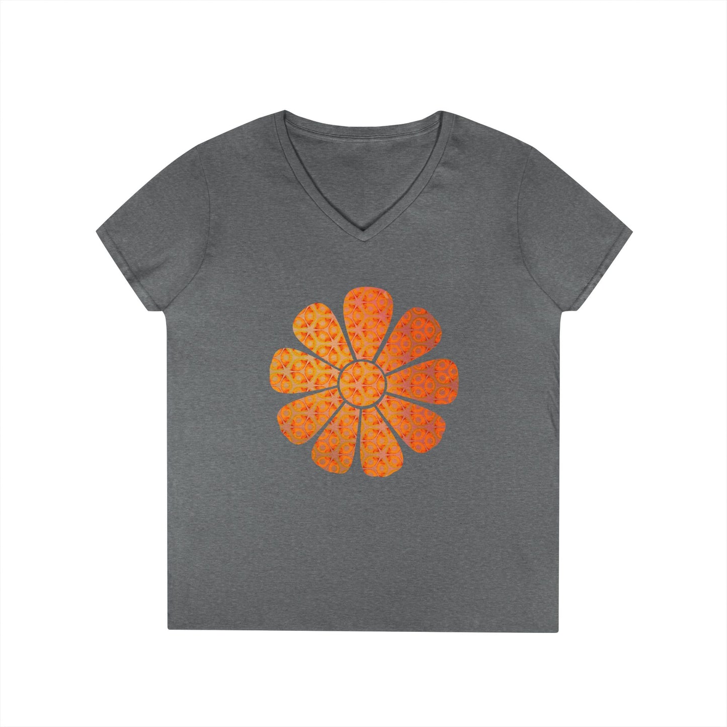 Ladies' V-Neck T-Shirt - Batik Flower