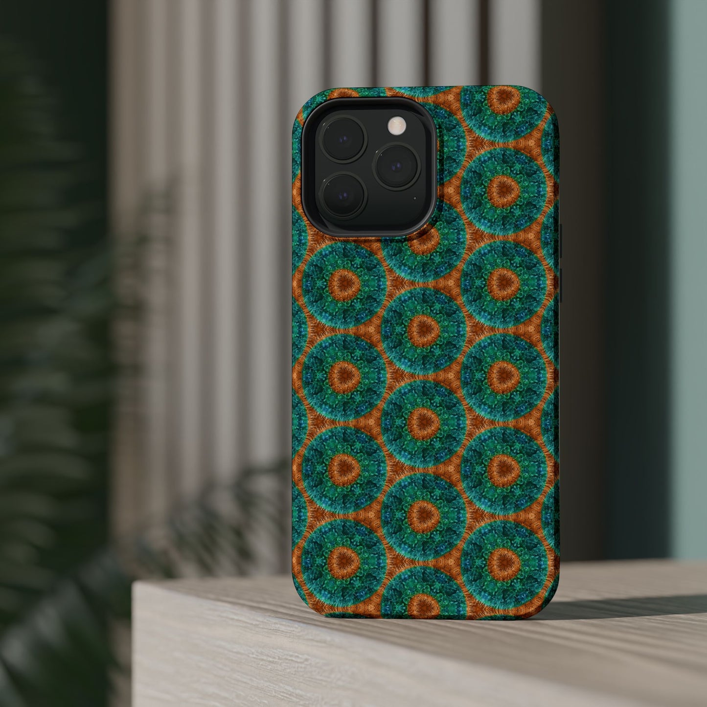Magnetic iPhone Case - Blue Fuzzy Flower Donut
