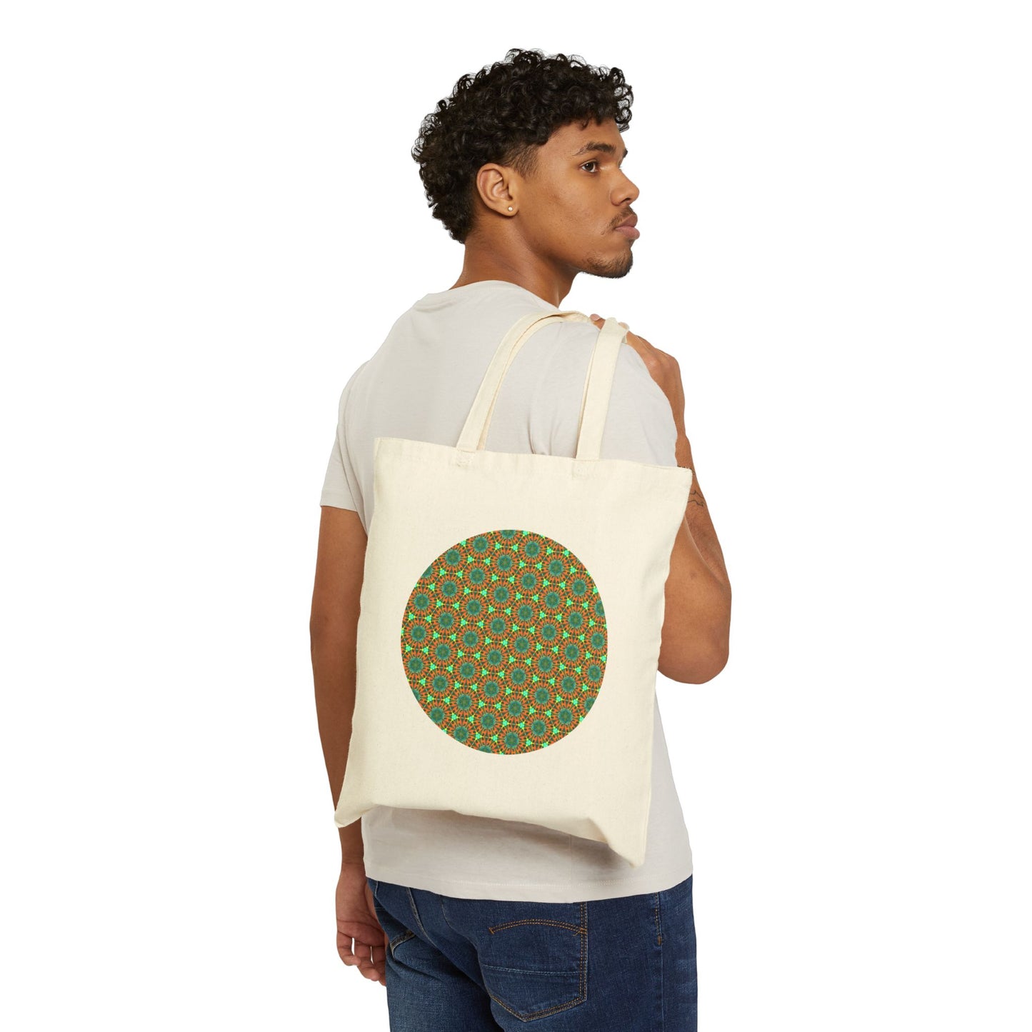 Cotton Canvas Tote Bag - Tapa Circles
