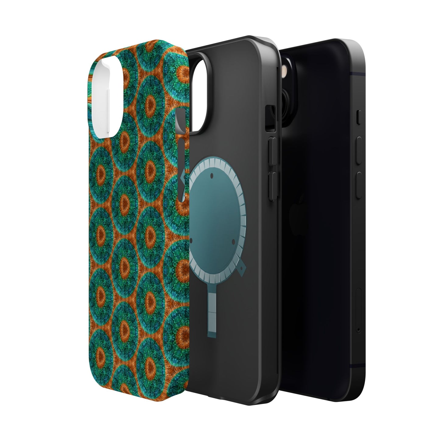 Magnetic iPhone Case - Blue Fuzzy Flower Donut