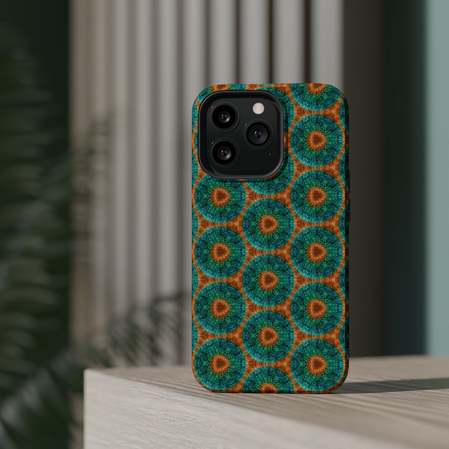 Magnetic iPhone Case - Blue Fuzzy Flower Donut
