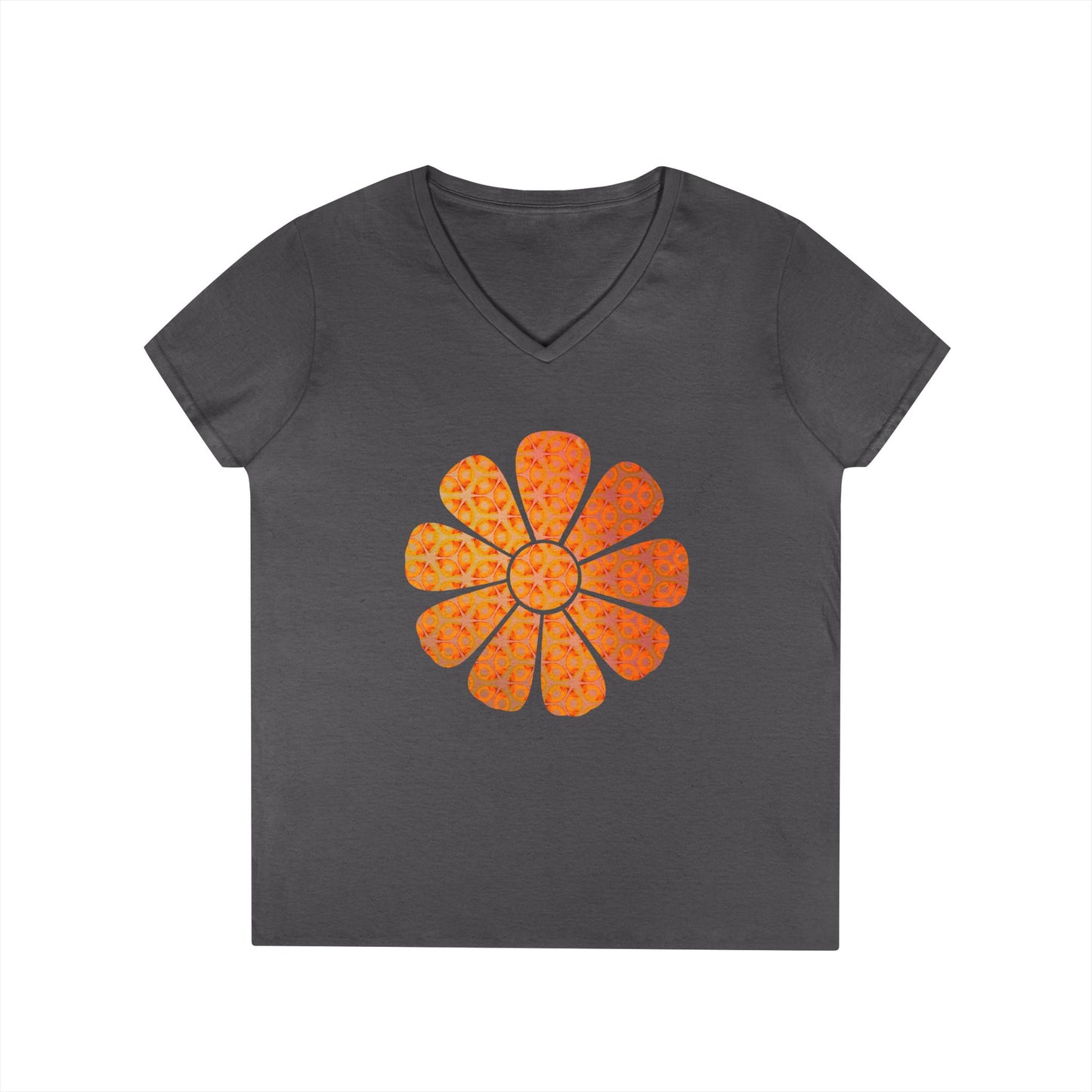 Ladies' V-Neck T-Shirt - Batik Flower