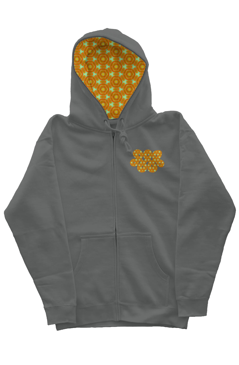 Zip Hoody with Graphic Hood Liner - Extra Papaya Infinity Loop