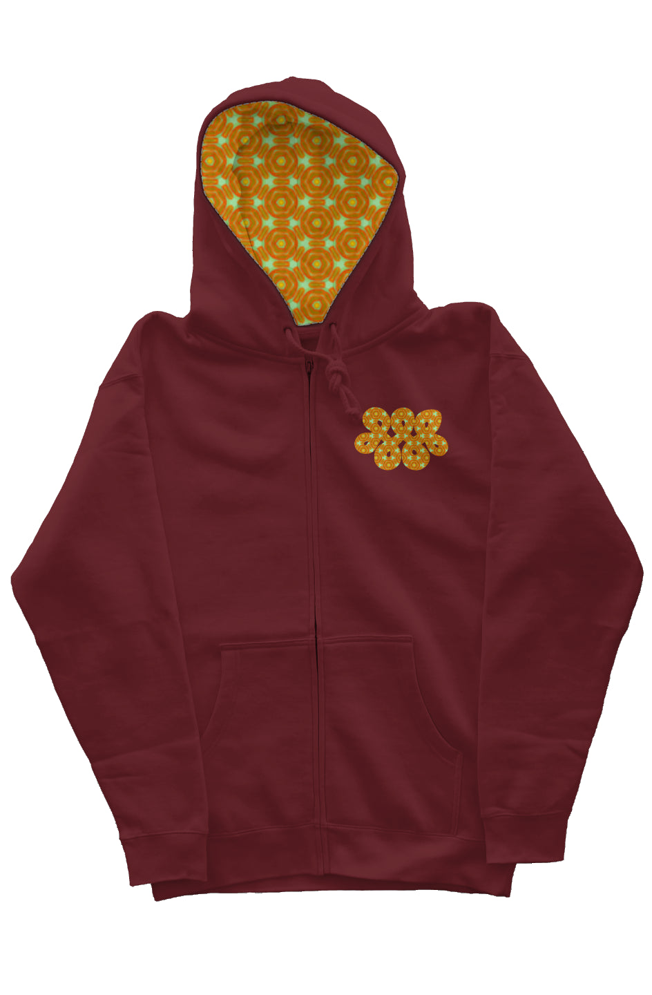 Zip Hoody with Graphic Hood Liner - Extra Papaya Infinity Loop