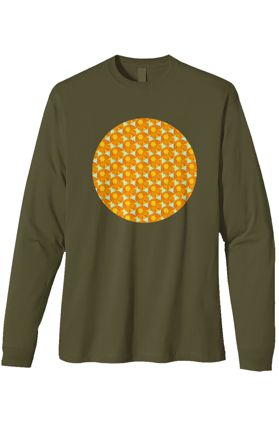 Heavyweight Long Sleeve T-Shirt - Papaya Sunflowers Circle