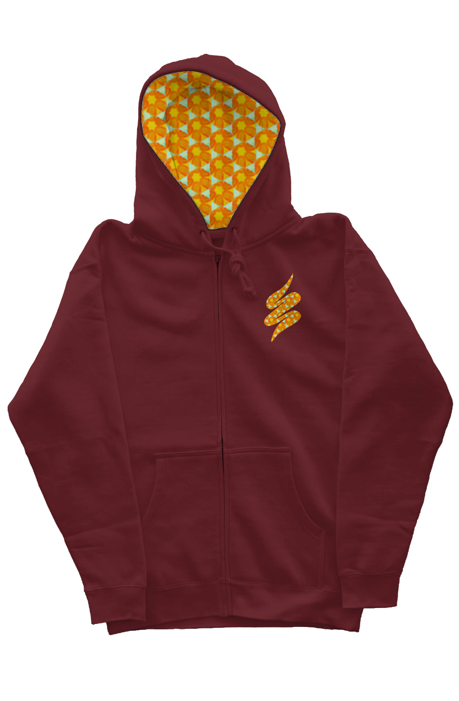 Zip Hoody with Graphic Hood Liner - Papaya Sunflower